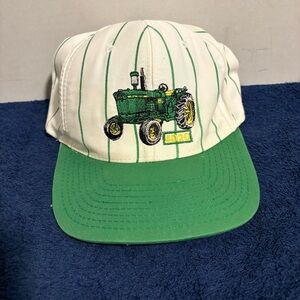 Vtg John Deere 4020 Tractor Snap-Back Hat Nissin Cap Farm Work Wear Embroidered